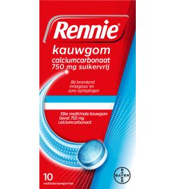 Rennie Rennie Kauwgom suikervrij 750mg 10stk