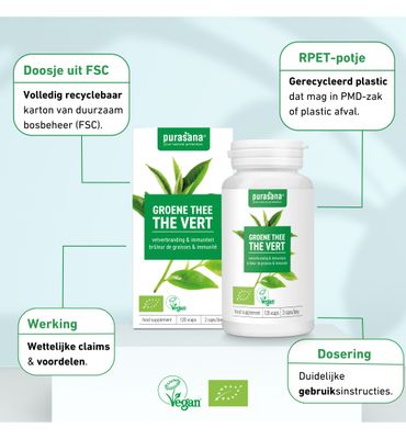 Purasana Groene thee/the vert vegan bio (120vc) 120vc