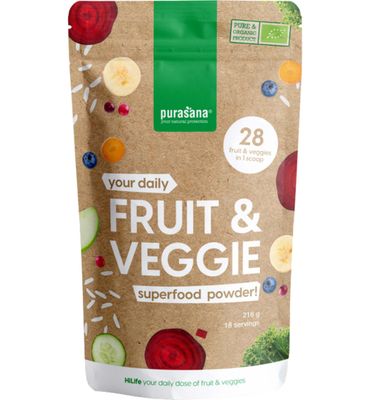 Purasana Fruit & Veggie superfood poeder/poudre vegan bio (216g) 216g
