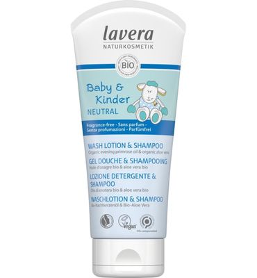 Lavera Baby en kinder sensitiv wash & shampoo EN-FR-IT-DE (200ml) 200ml